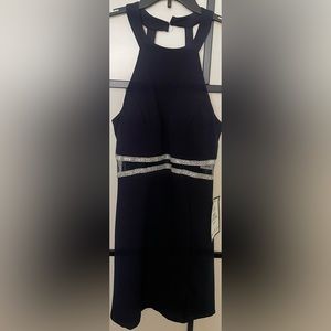 NWT Navy Blue & Silver Bling Halter Dress